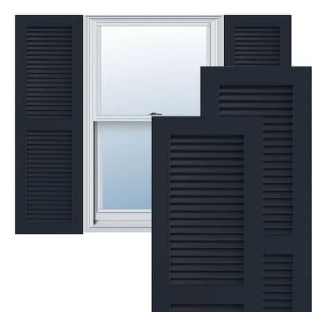 True Fit PVC Two Equal Louver Shutters, Starless Night Blue, 15W X 65H